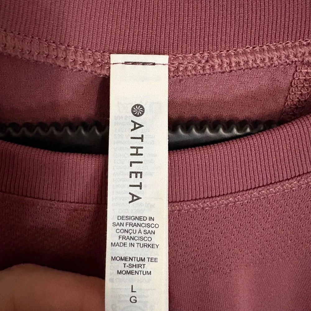 Athletica Women’s SZ L Momentum Tee Shirt Seamless Fitted Dusty Rose - Picture 3 of 6